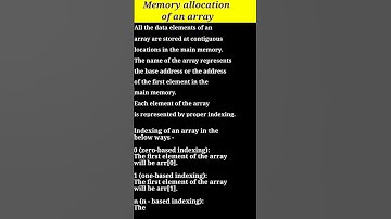 Memory allocation of an array @computerstudyzone