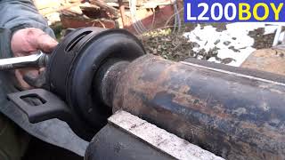 Mitsubishi l200 2,5DiD how to change drive shaft center bearing and cross joint cardan job