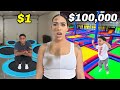 $1 VS $100,000 TRAMPOLINE PARK CHALLENGE!!