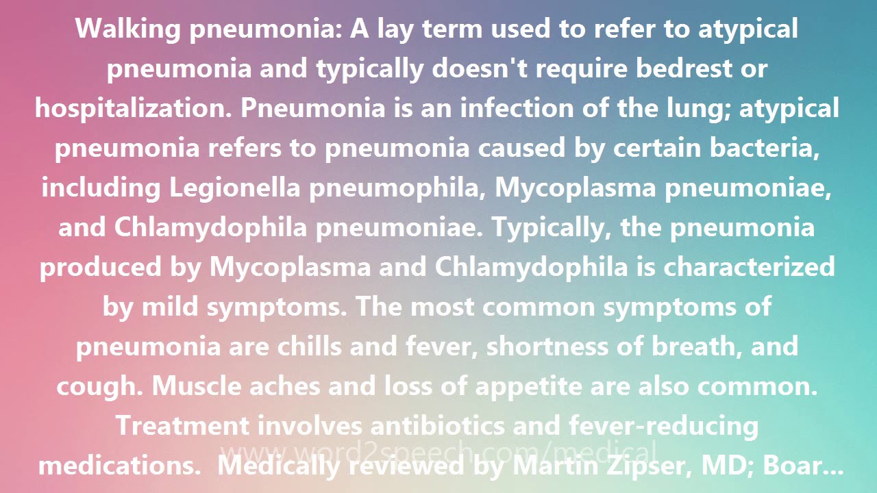 Walking pneumonia Medical Meaning and Pronunciation YouTube