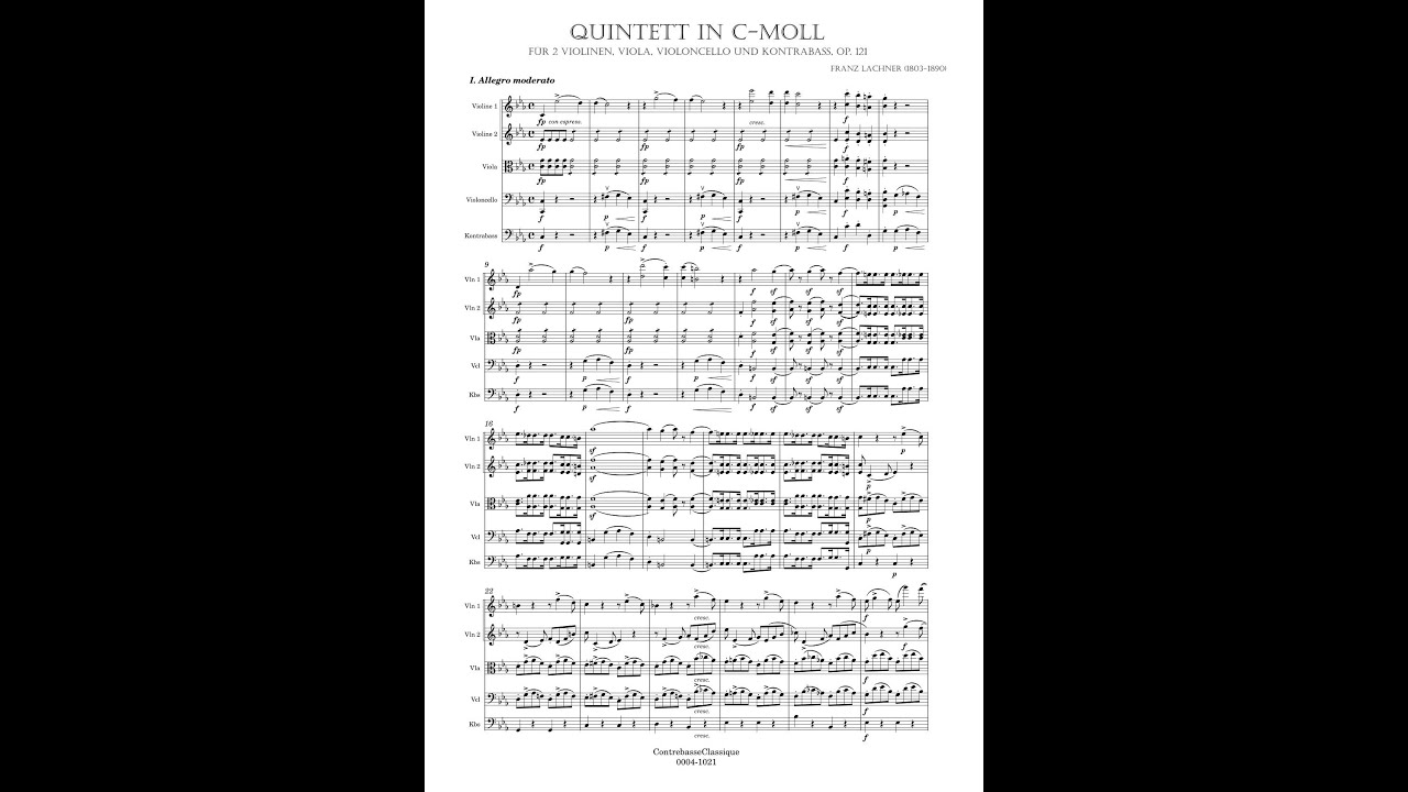 Franz Lachner – String Quintet with Double Bass, op. 121