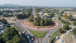 Drone footage of Arle Court Roundabout, Cheltenham - September 2020