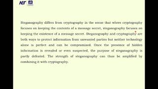 Famous Security in Digital Image Processing : Steganography, Module V Lecture 8 EC 605C Profile