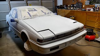 Spraying Primer with a 6 Gallon Compressor | Clear Coating Over Stickers