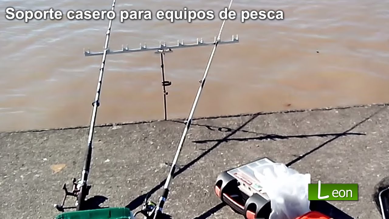 Soporte casero para cañas de pesca. Posa cañas de pescar simple