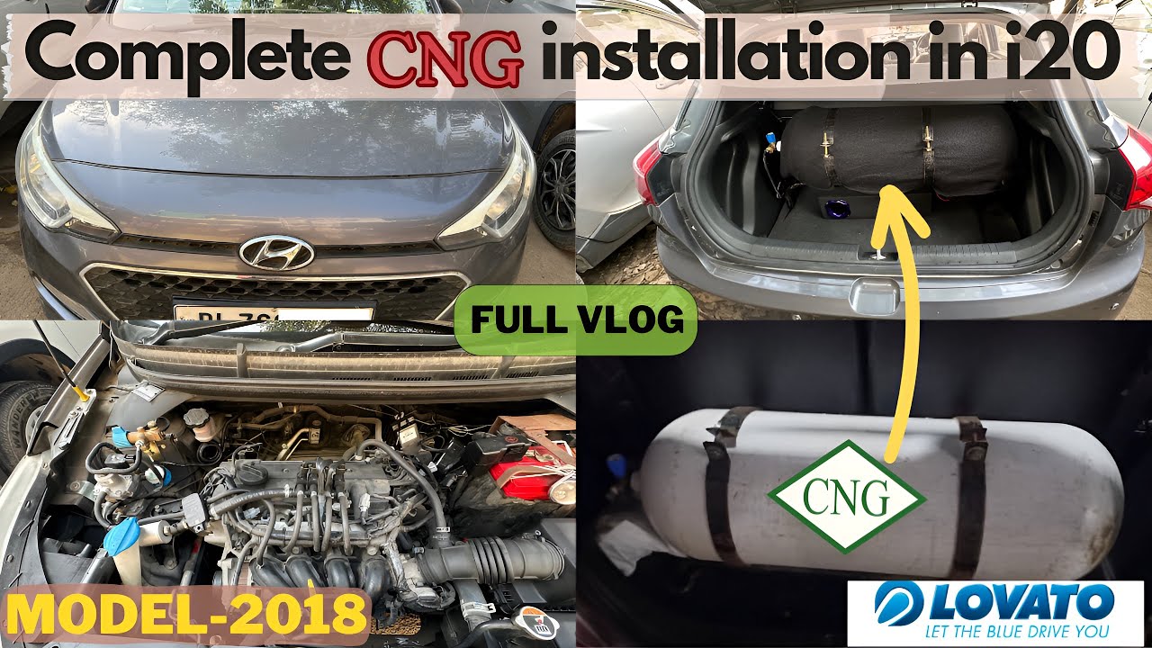 CNG Installation in hyundai i20 | LOVATO CNG kit install || After market CNG Install | @ FULL VIDEO