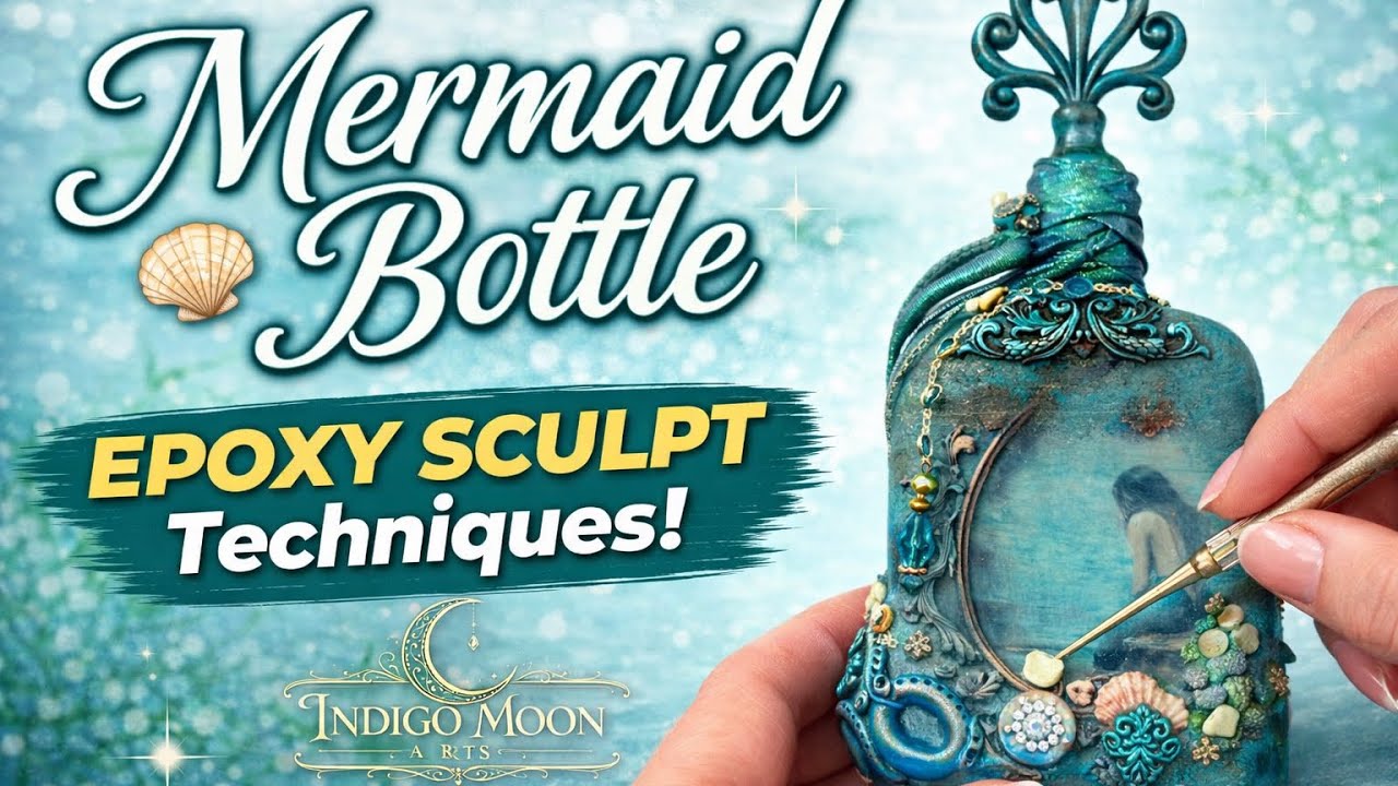 Mermaid Bottle Tutorial 🐚 Using Epoxy Sculpt for Coral & Finial Accents
