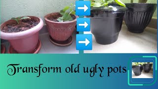 Transforming ugly pots| DIY Paint your plastic & ceramic pots| Easy & cheap way to transform old pot