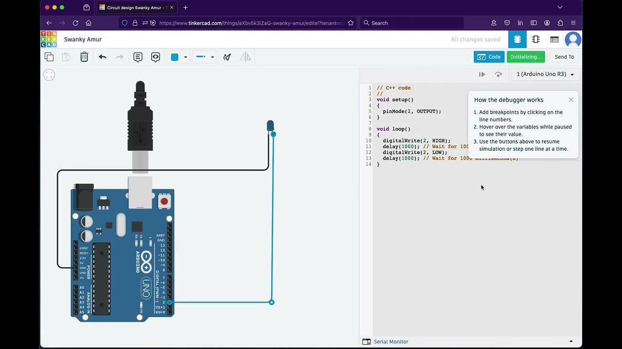 TinkerCAD basic IO C Code - YouTube