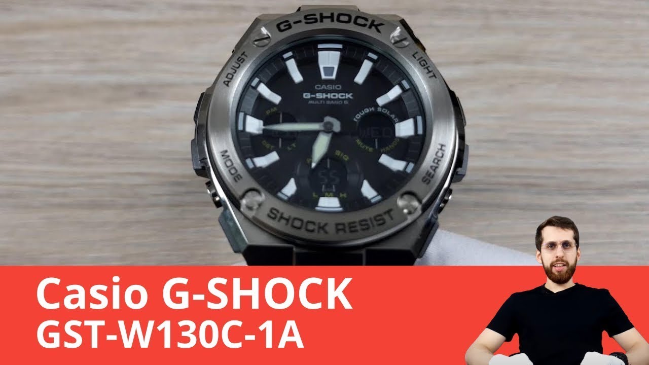 CASIO G-SHOCK GST-W130C 電波ソーラー シルバー Casio G-SHOCK GST-W130C-1A / Watch Review / Unboxing - YouTube