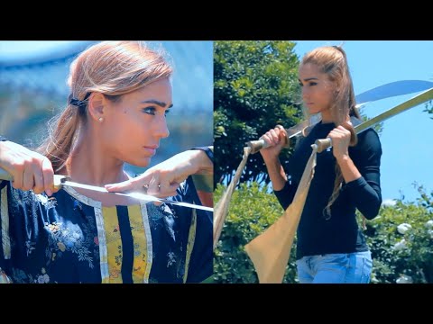 Blonde Girl with Chinese Swords