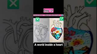 “Normal Heart → Hidden World ❤️🌍 Transformation Drawing#satisfying#heart art#creative#drawing#shorts