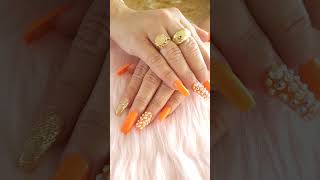 Easy designs nails in Orange #naildesing #shorts #easy #design #love #asmr #orange