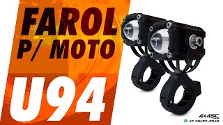 Farol de Milha Neblina Universal para Moto U94 - C/ Suporte e Chicote Instalação | 4x4SC.com.br