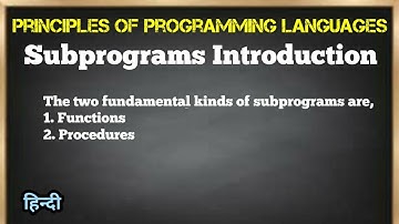 Subprograms Introduction | PPL | Jayesh Umre