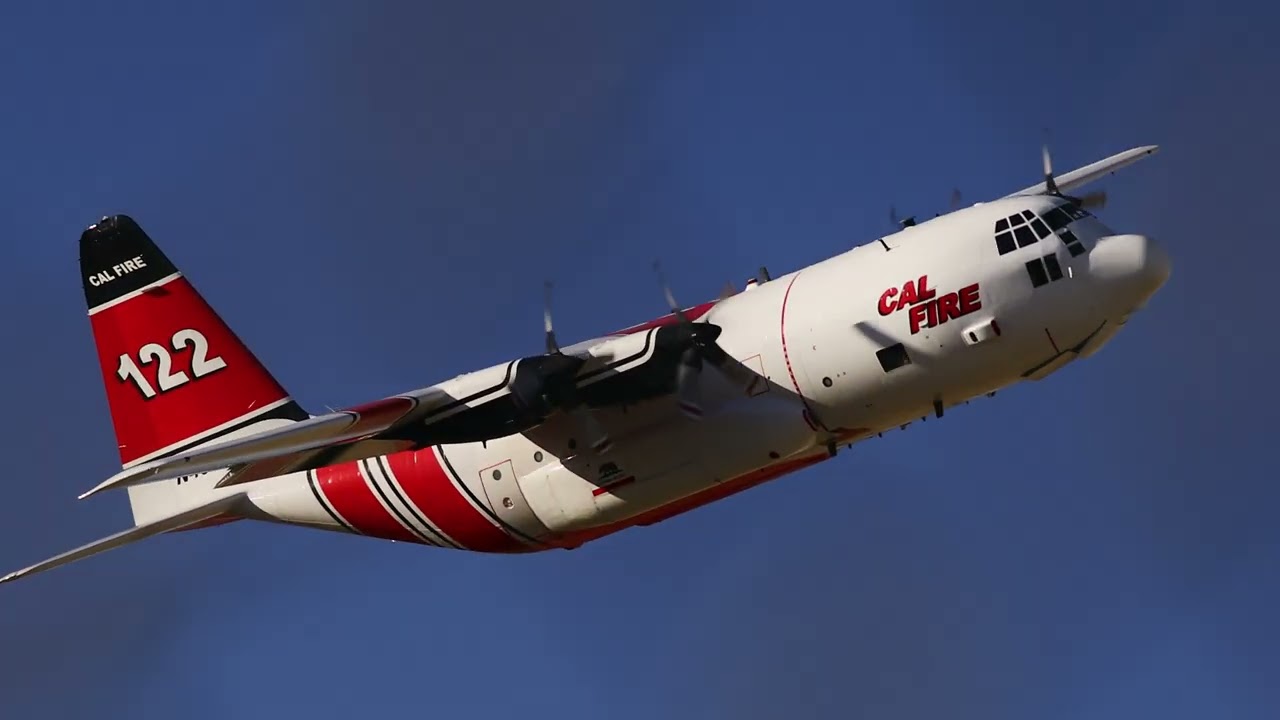 CalFires C-130 Hercules Palisades Fire @KWJF  Californias Dept of Forestry and Fire Protection,  4K