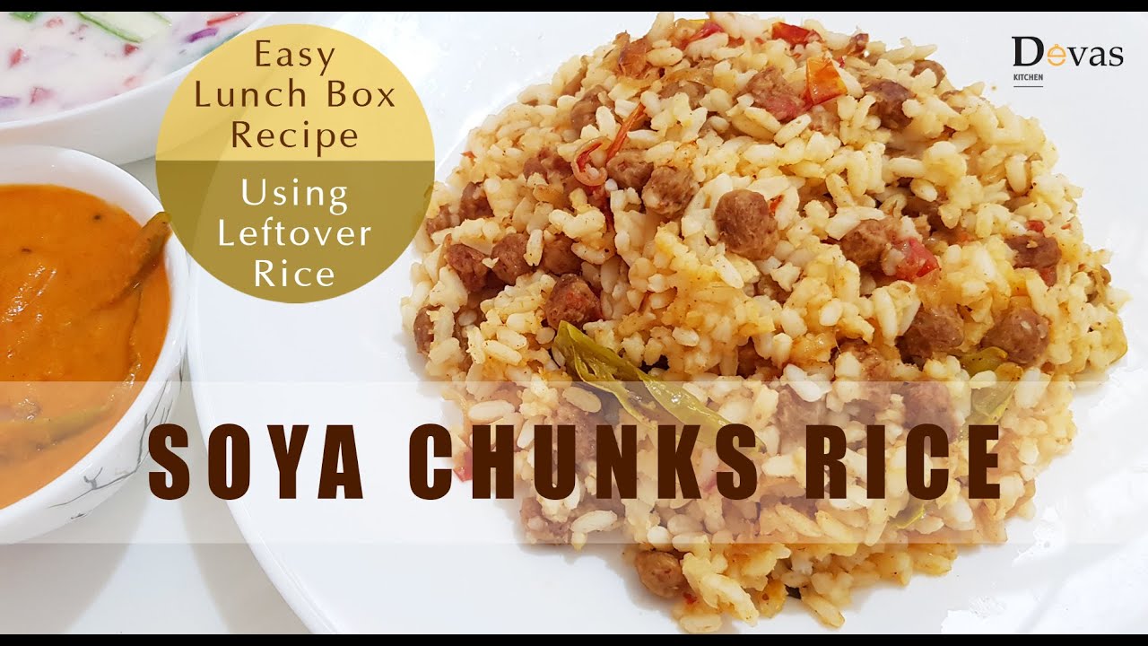 Soya Rice Using Leftover Rice | Easy Lunch Box Recipe | Soya Chunks