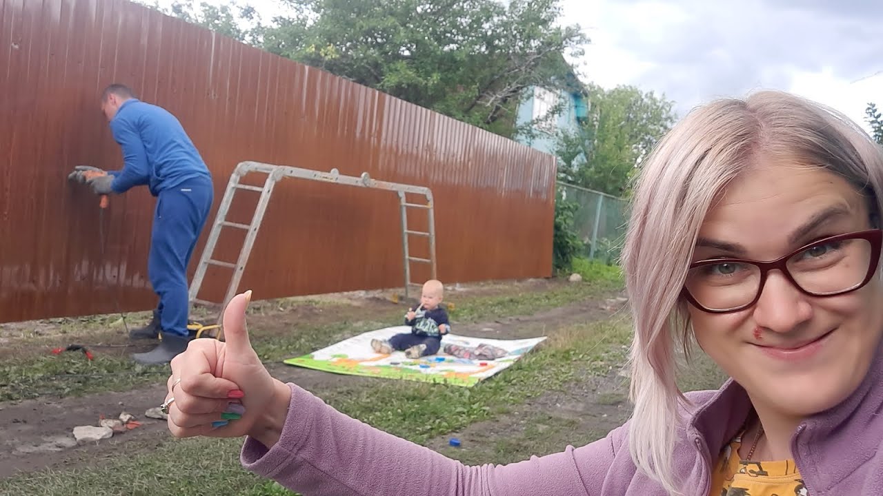 Строим забор на даче🧱🏡/финал🤪/ мы его построили 🤗 - YouTube