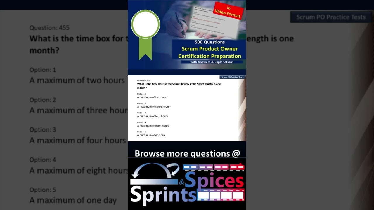Product Owner Certification Question 455 