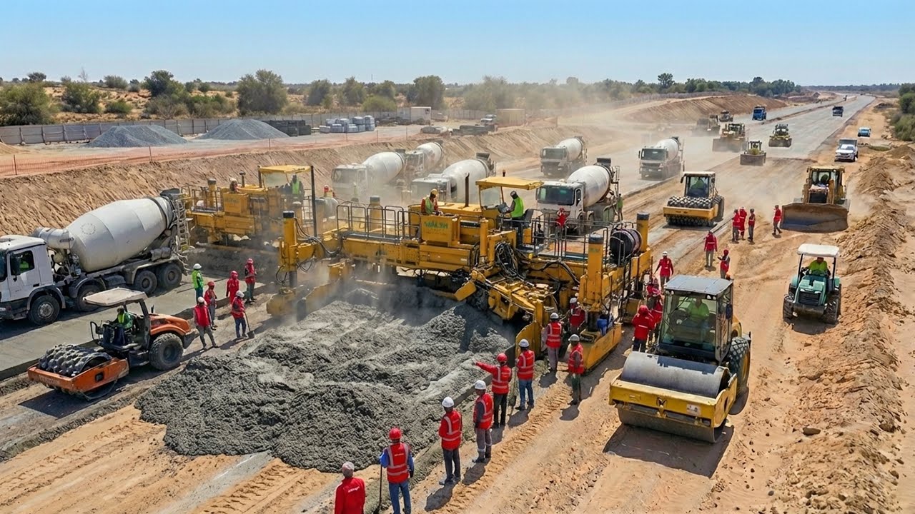 Вы не поверите, как гениальные американские инженеры строят огромные бетонные дороги с помощью но...