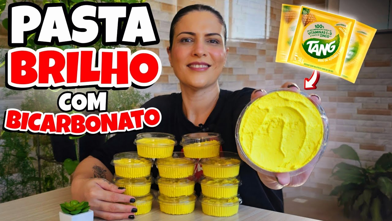 COMO FAÇO PASTA BRILHO COM SUCO EM PÓ E BICARBONATO SUPER FÁCIL E POTENTE 😱😱