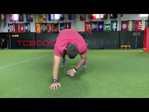 Scap Pushup to SA Opposite Toe Touch