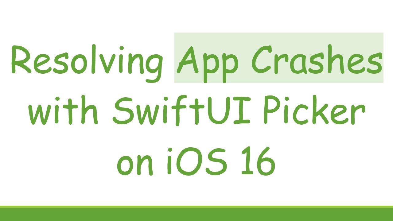Resolving App Crashes with SwiftUI Picker on iOS 16 - YouTube