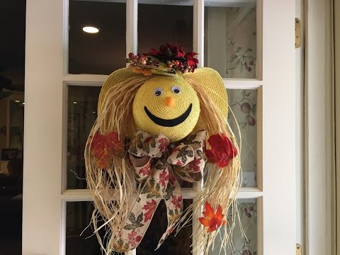 How to make a scarecrow face out of a straw hat tutorial