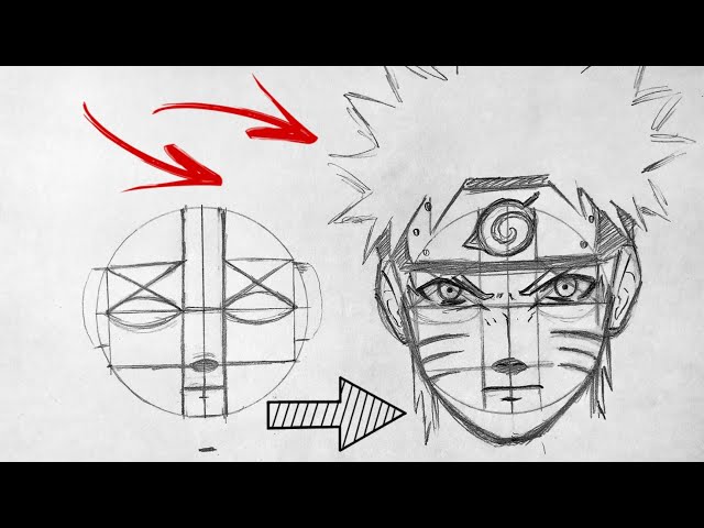 Esboço completo do rosto do personagem Sasori - Naruto