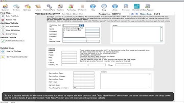 Garage Invoice Software Adding a Vehicle