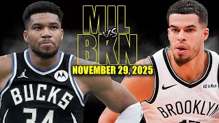 Milwaukee Bucks Vs Brooklyn Nets Full Game Highlights - November 29, 2025 Nba Season