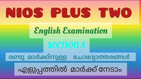 NIOS Plus Two l English Examination lsection A I Important Questions with answers