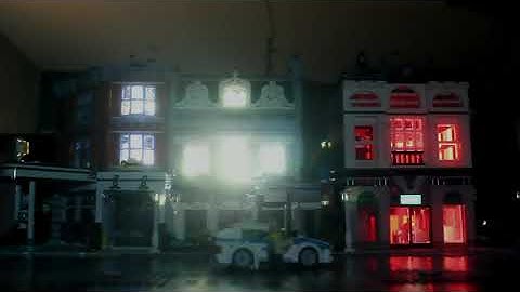 Lego projection mapping Diorama: Bank robbery at night