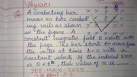 A conducting bar moves on two conducting rails as shown.. | jee main physics solution 