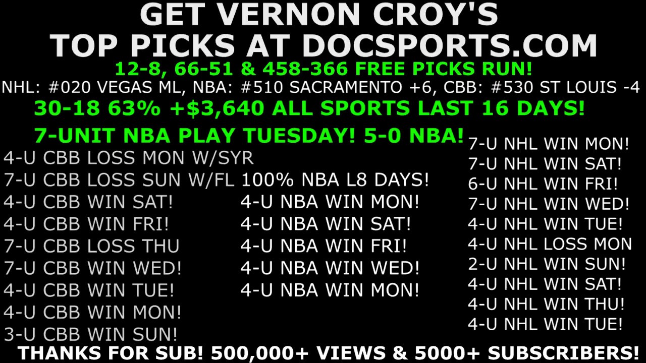 nhl picks covers FREE SPORTS PICKS TUESDAY! – Vernon Croy's 61st Ever Late Breaking Free Pick Alerts! 11/28/2017