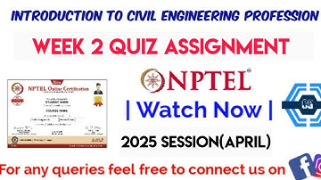 Introduction to Civil Engineering Profession Week 2 Quiz Assignment Solution | NPTEL 2025(April)