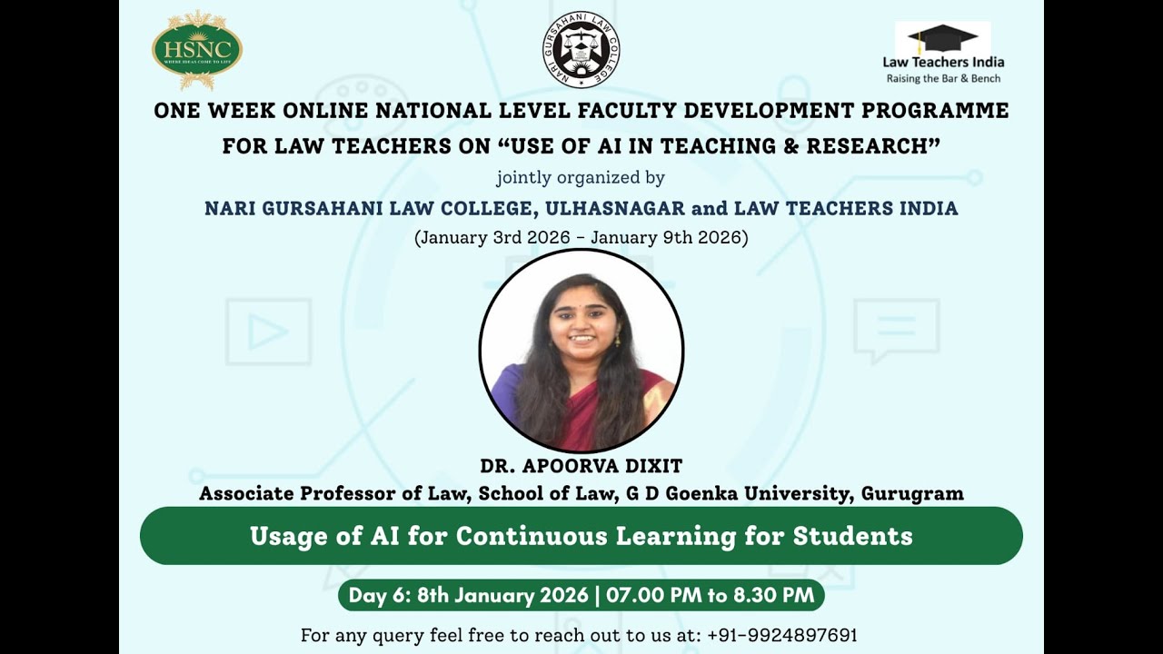 Day 6 | Usage of AI for Continuous Learning for Students | Dr. Apoorva Dixit