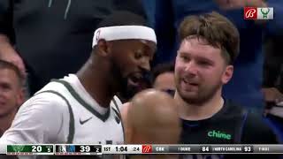 Luka Doncic and Bobby Portis EXCHANGED WORDS after a hard foul by portis😤