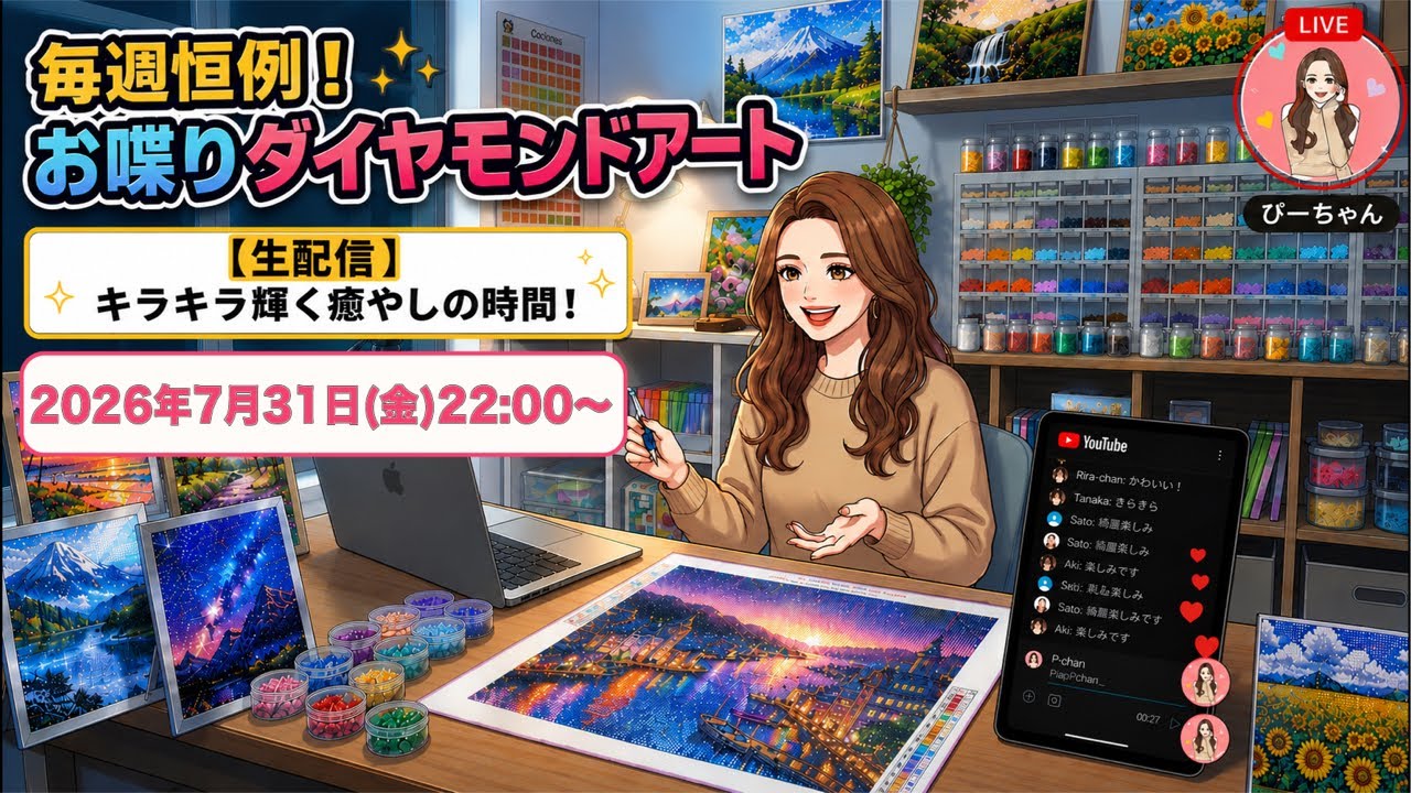 P-Chan's Chatty Diamond Art] 7/31 (Fri) from 10:00 PM - YouTube