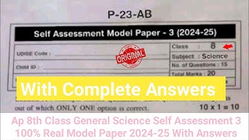 💯Ap 8th class Fa3 general science real question paper 2025|8th science self assessment 3 paper 2025