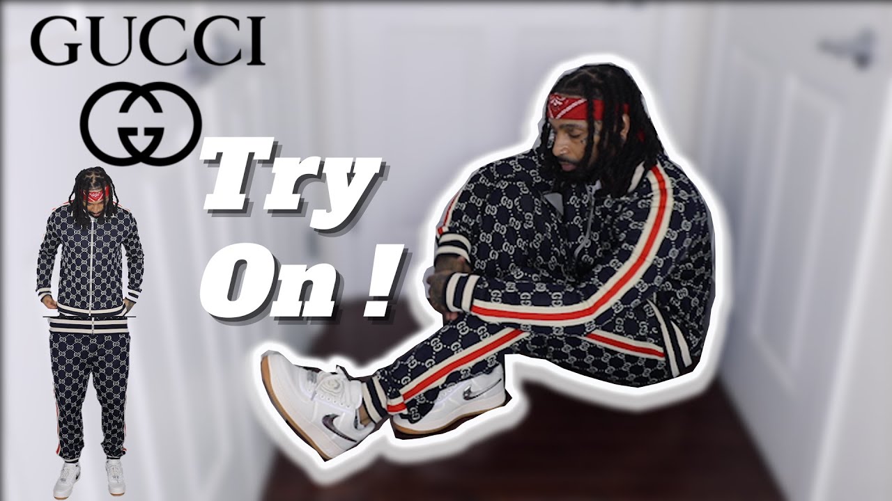 Gucci GG Jacquard Jogger Track Suit Try On Haul Unboxing ! - YouTube