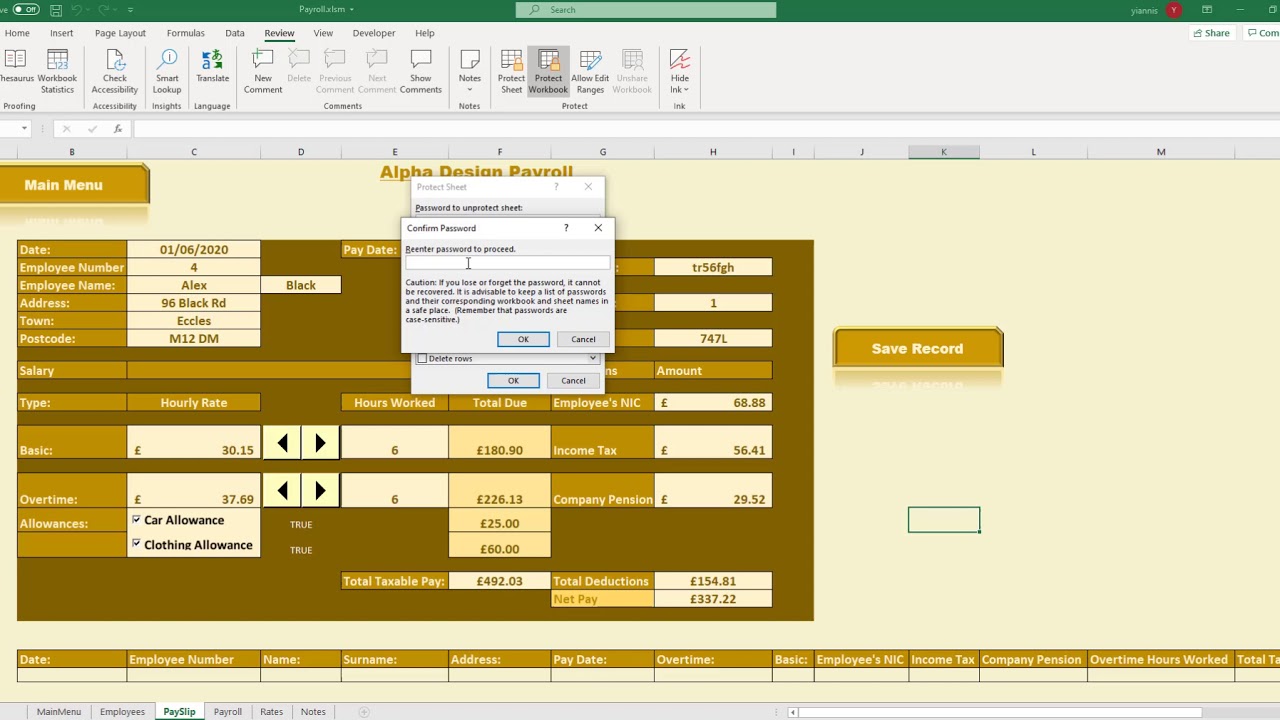 Protecting and unprotecting worksheets and workbooks (Microsoft Excel