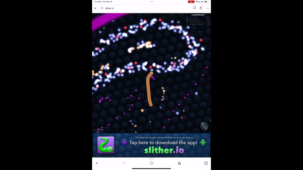 Slither io Play on Poki Google Chrome 2021 01 20 19 29 25 