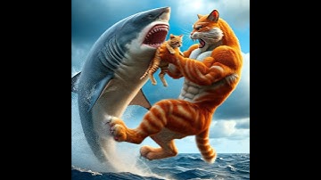 Daddy Meow Meow Fight Sharks #meow #cat #funny #animals #cats #kitten #unstoppable