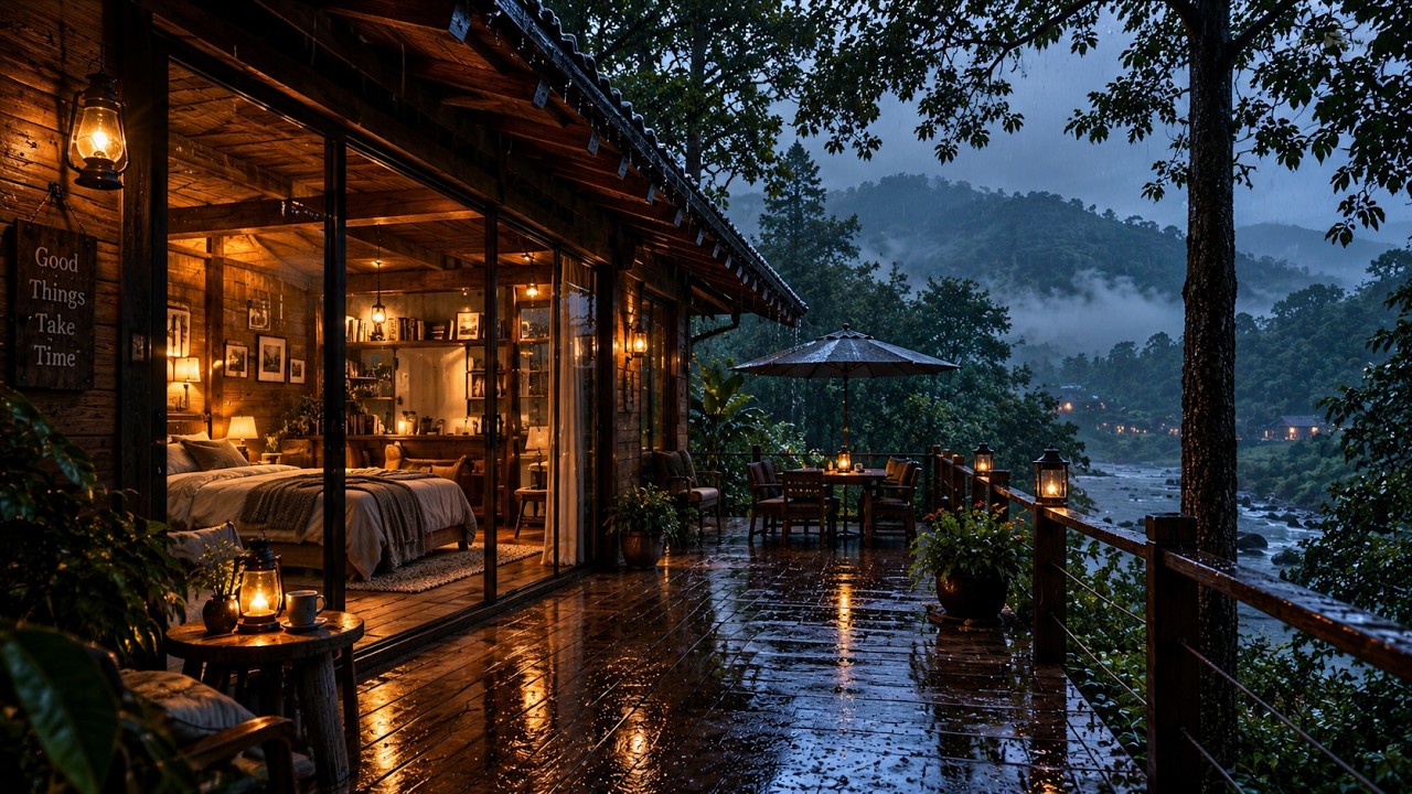 Forest Cabin Rain Sounds at Night 🌲 | 24/7 Rain Sounds for Sleep, Relaxation & Healing