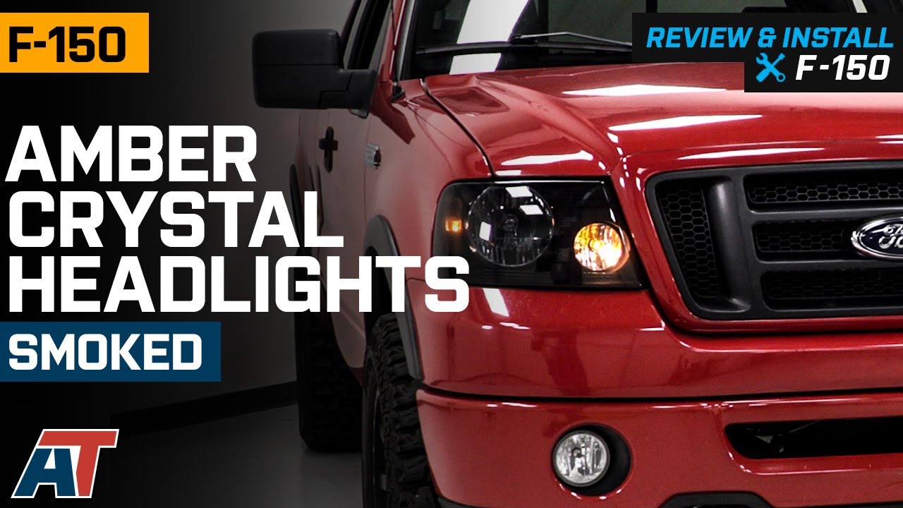 Smoked Tint Crystal Headlights With Amber Corners For 2009-2014 Ford F150 | DNA MOTORING Euro-Style Halogen Lights