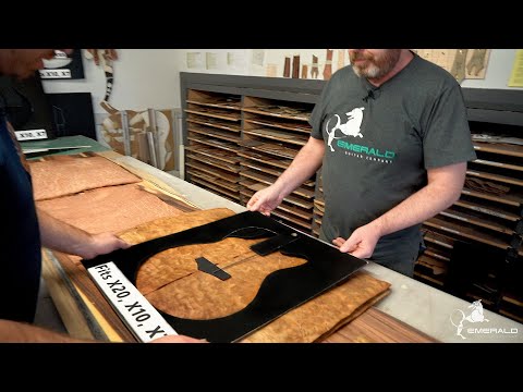 Emerald Guitars - unveiling the Camphor Burl and Redwood Burl veneer.