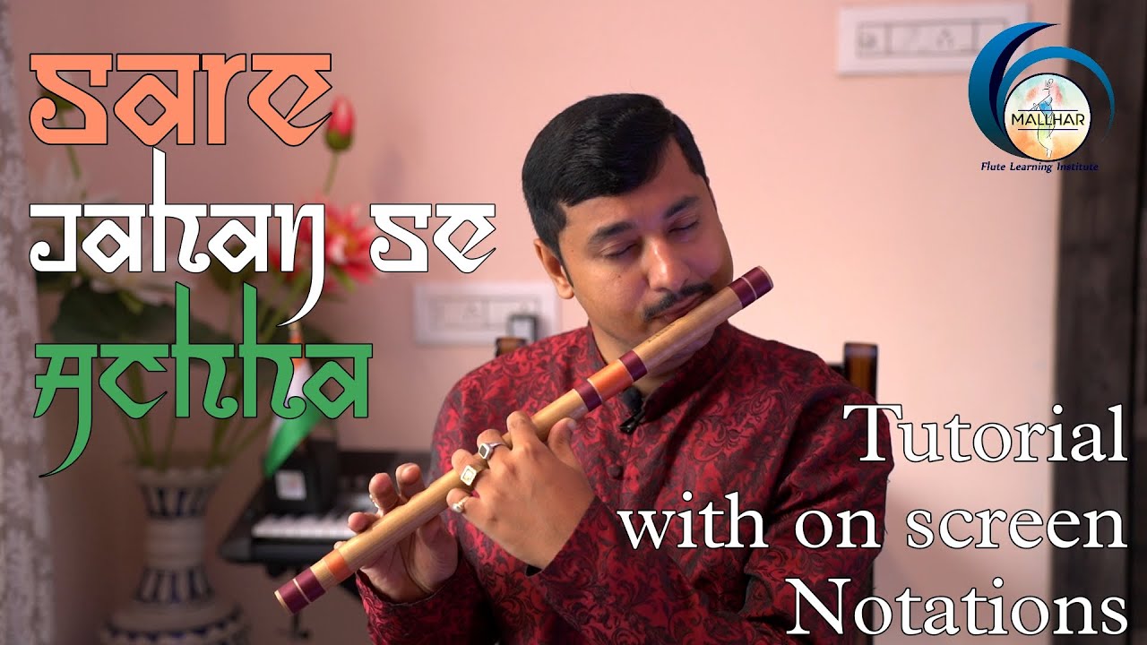 Flute Tutorial of the Song 'Sare Jahan Se Accha' with On-Screen Notations | Independence Day Special