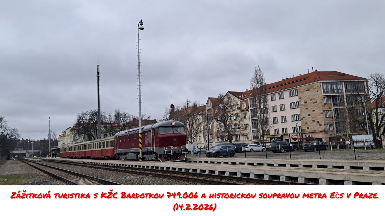 Zážitková turistika s KŽC Bardotkou 749.006 a historickou soupravou metra Ečs v Praze. (14.2.2026)