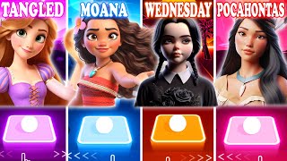 Tangled Rapunzel Vs Moana Vs Wednesday Addams Vs Pocahontas - Tiles Hop! screenshot 2